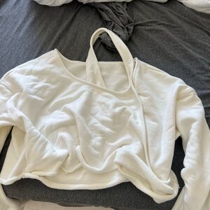 Free People Off-the-Shoulder Cropped Sweater in Ivory